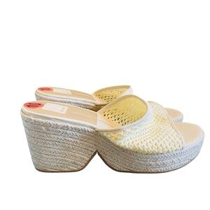 Dolce Vita Womens Saydie Cream Raffia Slip On Wedge Platform Sandals